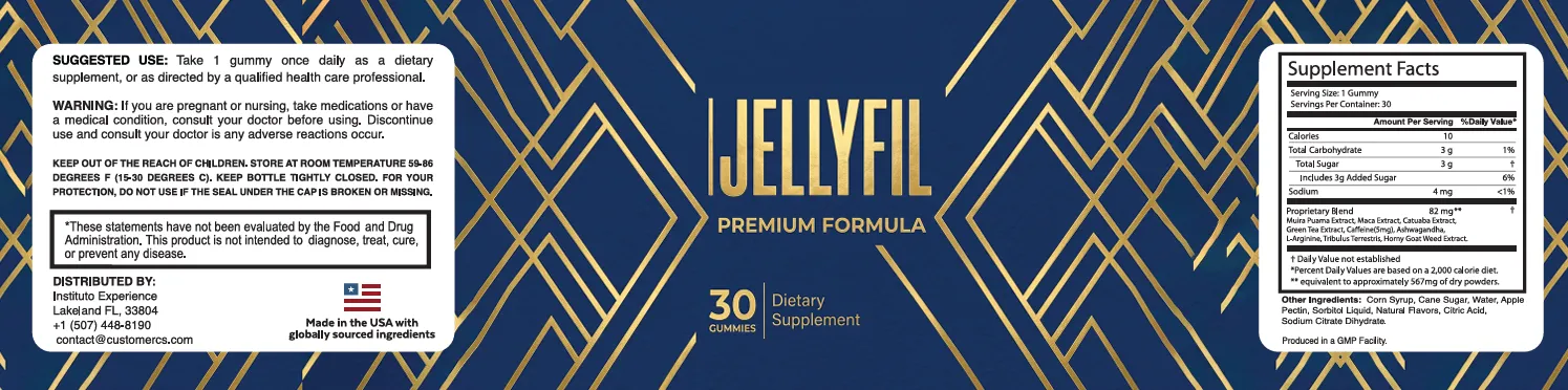 JellyFil supplement label and ingredient information